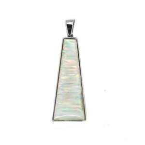 Reversible Synthetic Opal Pendant- White and Blue